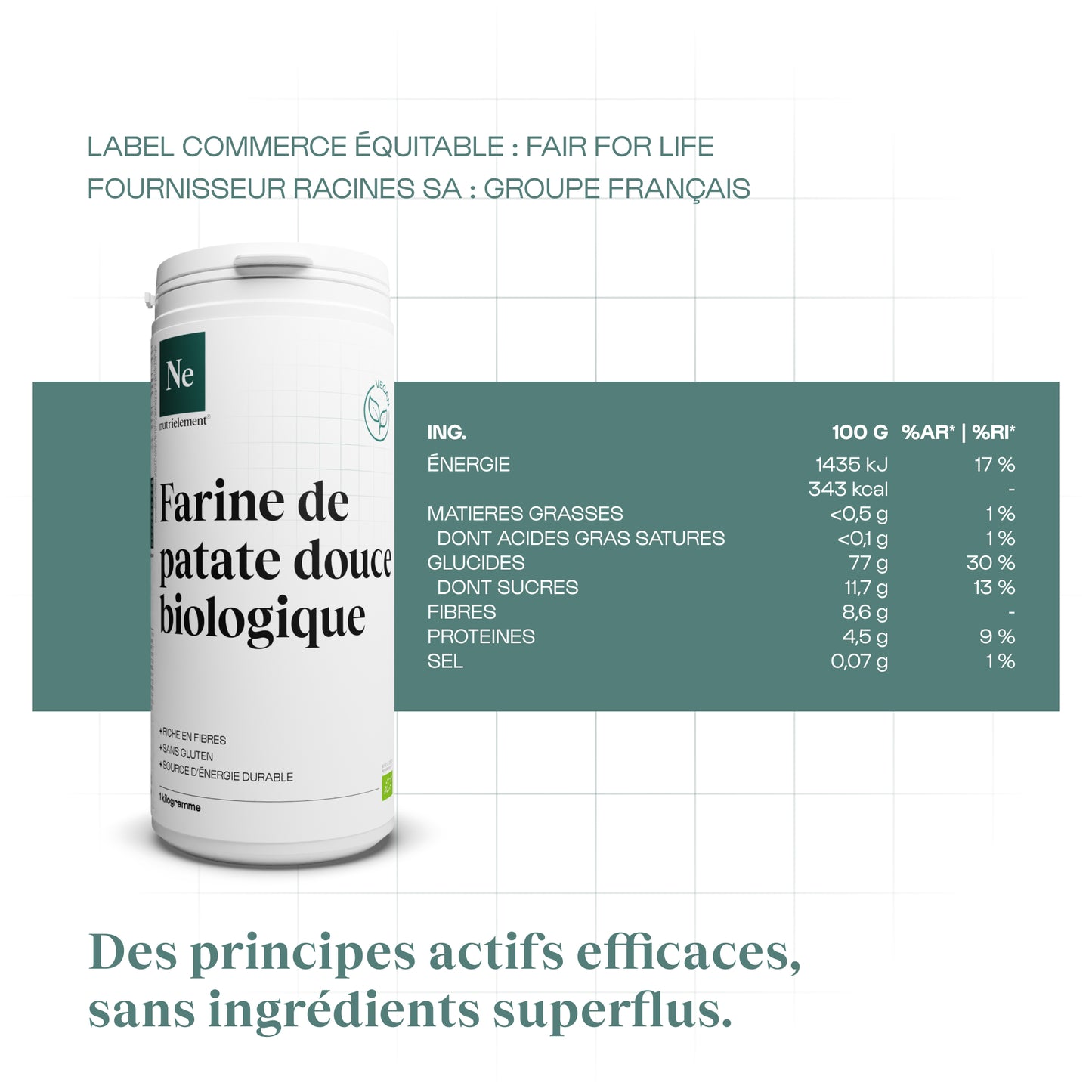 Farine de patate douce blanche biologique